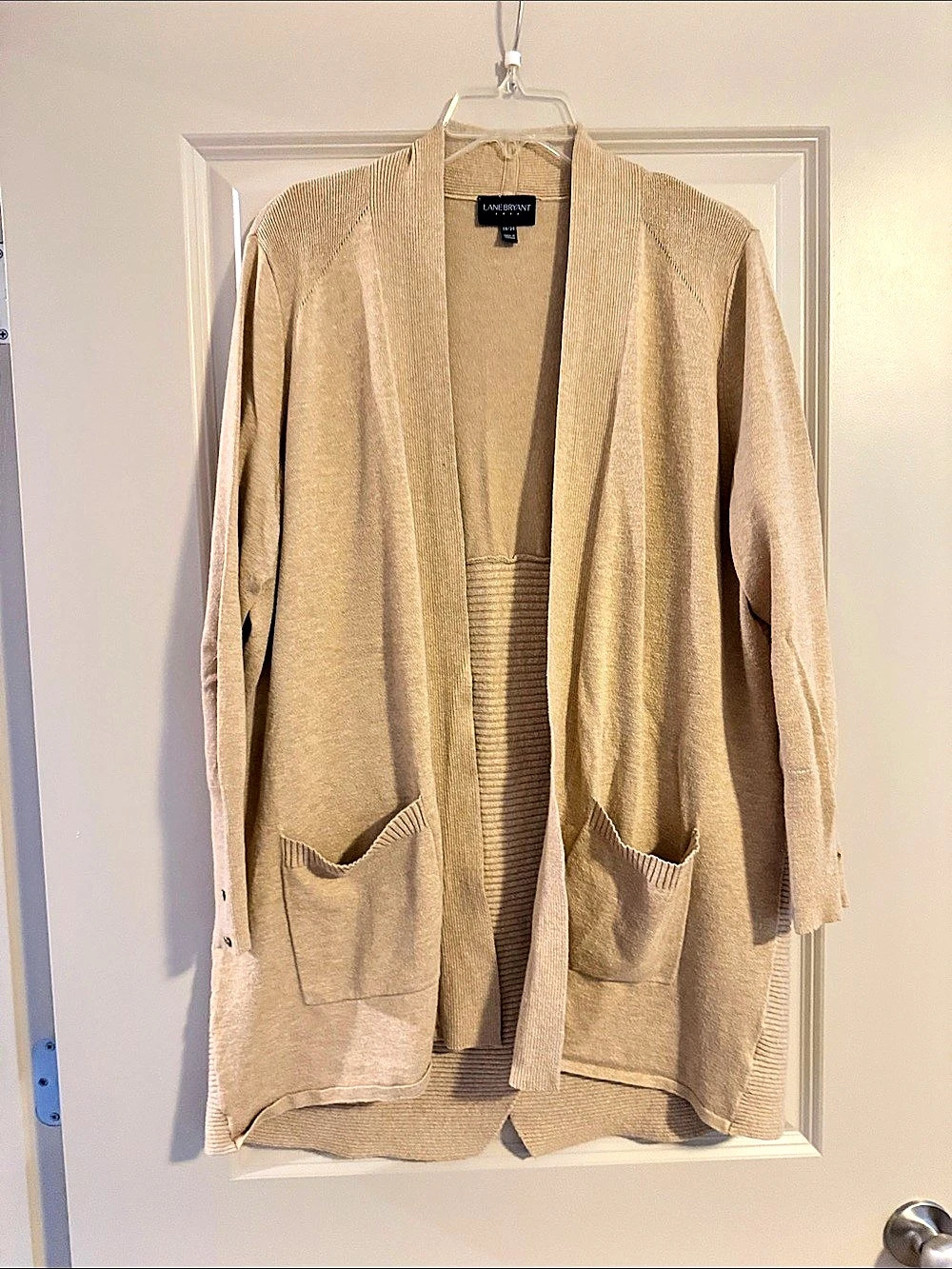 Lane Bryant Ribbed Open Front Cardigan Beige Size 18/20